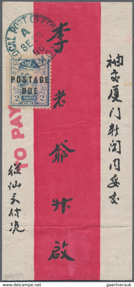 China - Lokalausgaben / Local Post: Amoy 1896: Red Band Stampless Cover Addressed To 'Sun-sin Lee, H - Sonstige & Ohne Zuordnung