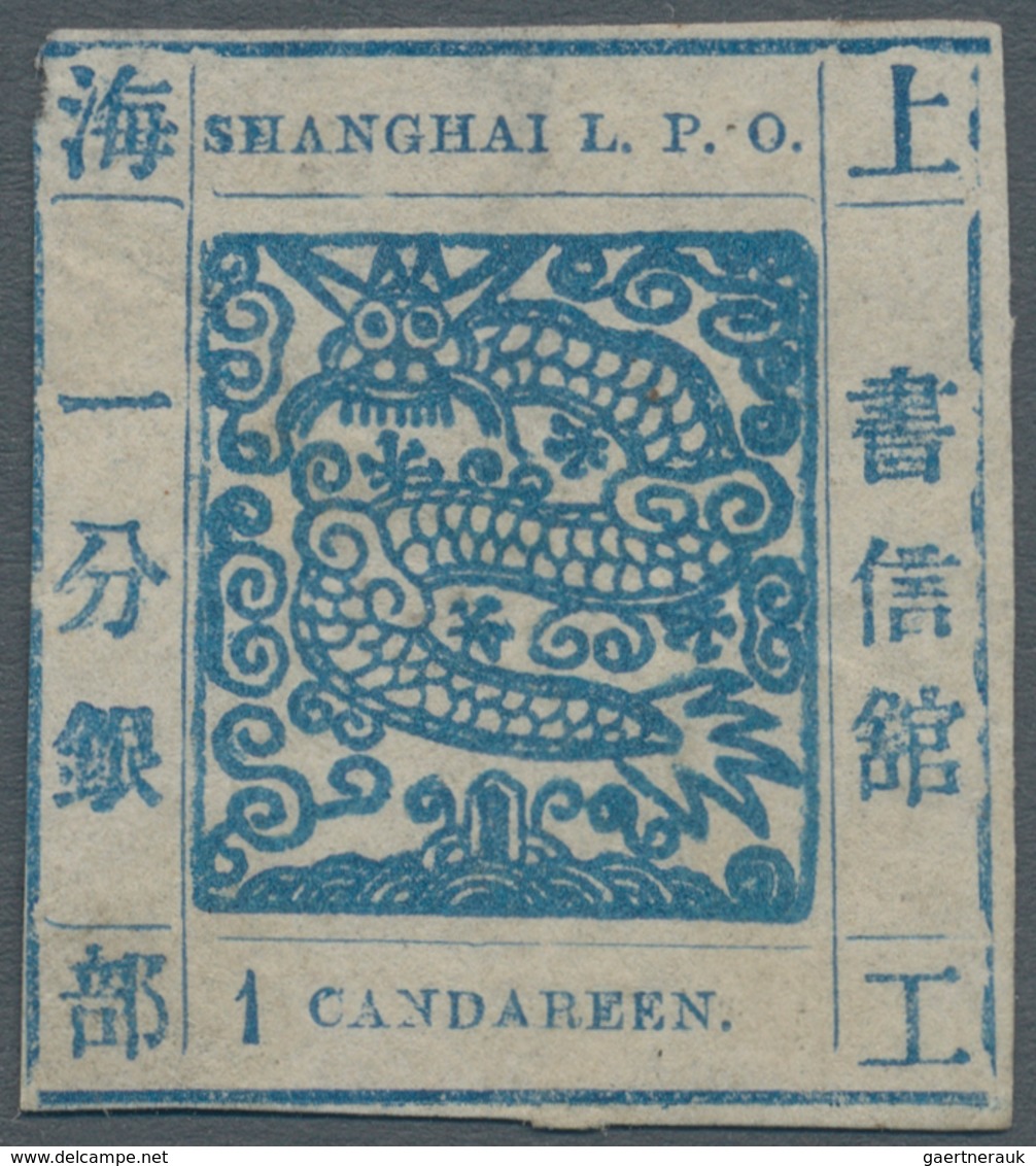 China - Shanghai: 1865, Non-seriffed Numeral, 1 Cand. Blue On Wove Paper, Livingstone 10 Printing 29 - Other & Unclassified