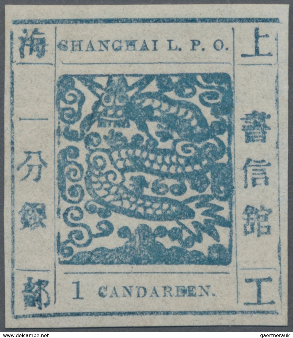 China - Shanghai: 1866, Large Dragon Non-seriffed, 1 Ca. Indigo On Thin Wove Paper, All Sides Full T - Sonstige & Ohne Zuordnung
