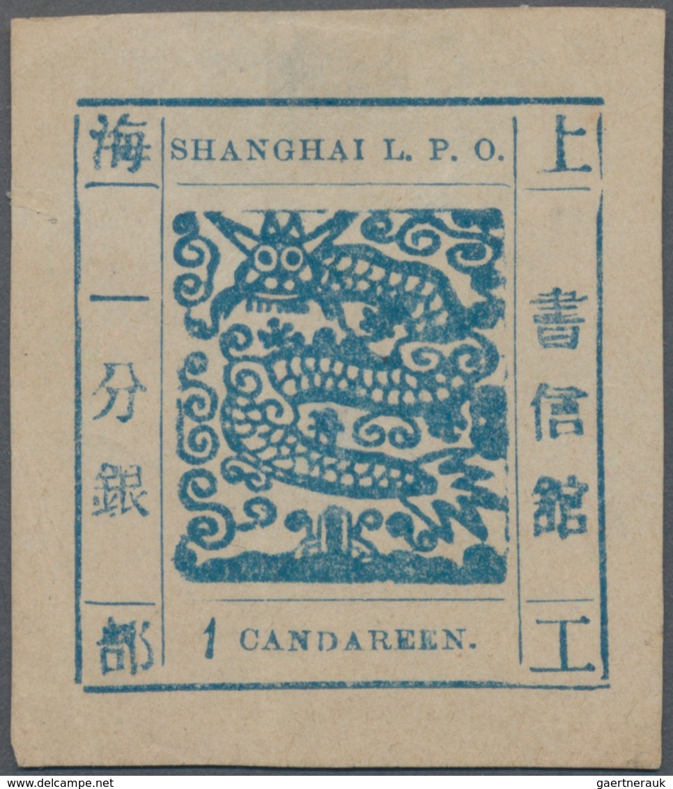 China - Shanghai: 1866, Large Dragon, Non-seriffed, 1 Cand. Blue On Pelure Paper, Liv. Pr. 63, Very - Sonstige & Ohne Zuordnung