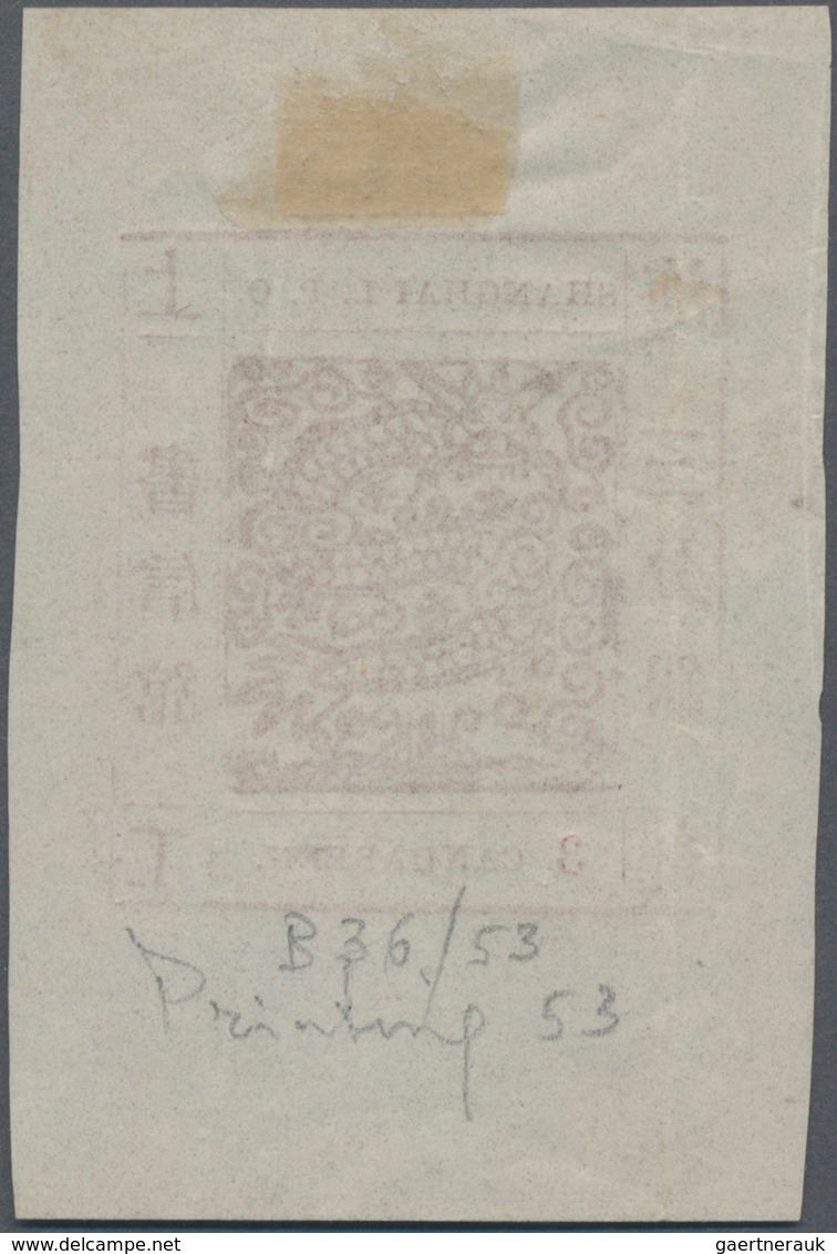 China - Shanghai: 1865, "Candareen." In The Singular, 3 Cands. Red-brown On Thin Wove Paper, Liv. 36 - Sonstige & Ohne Zuordnung