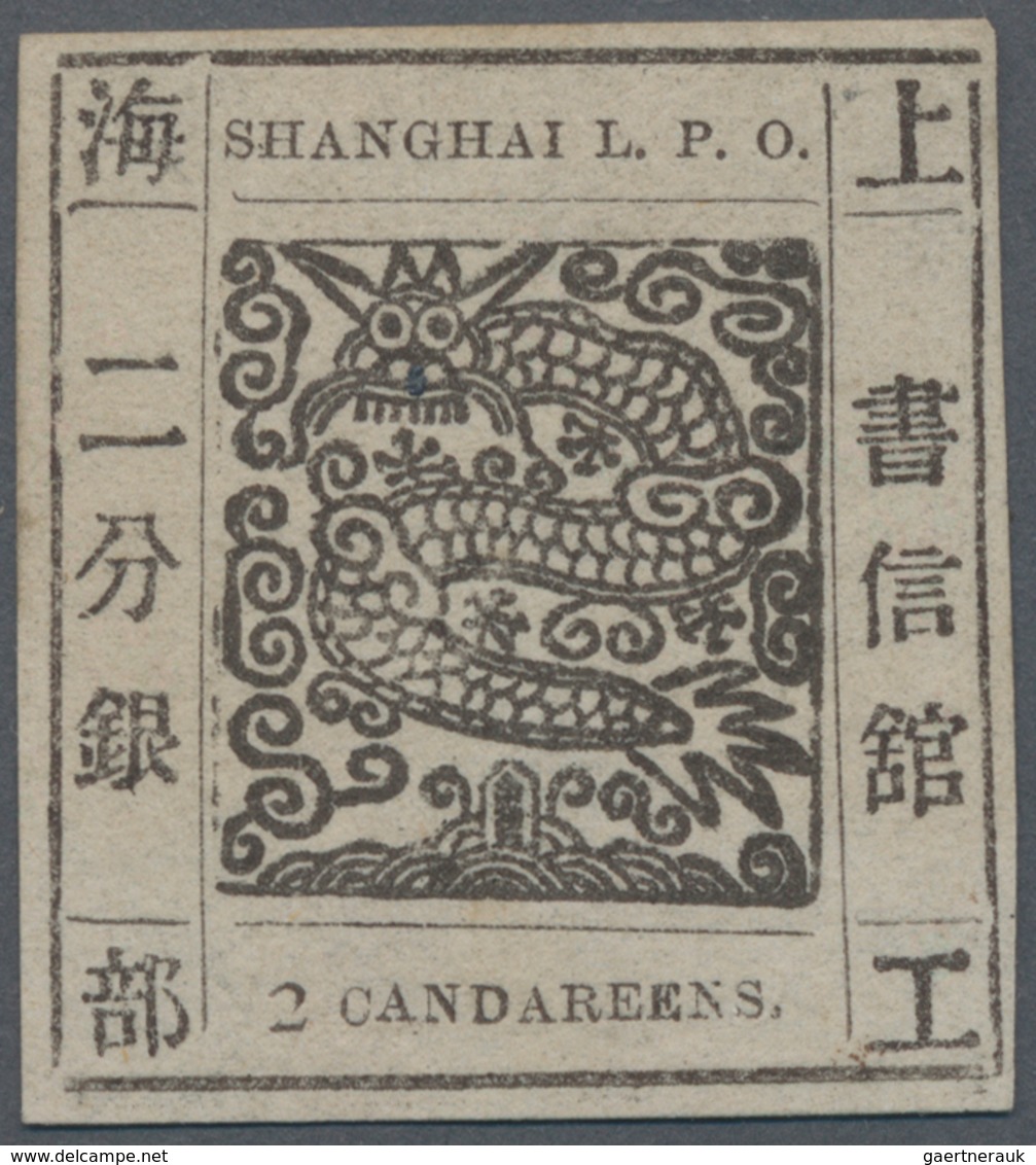 China - Shanghai: 1865, "Candareens." In The Plural, 2 Er Black On Thin Wove Paper, Liv. 28 Pr. 54, - Sonstige & Ohne Zuordnung