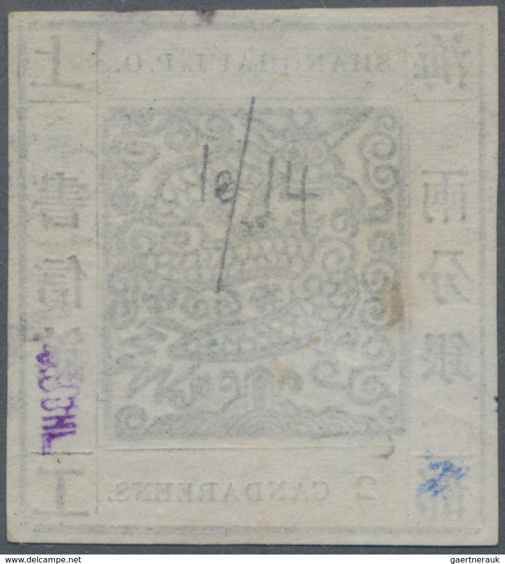 China - Shanghai: 1865, "Candareens." In The Plural, 2 Liang Black On Thin Wove Paper, Liv. 1e Pr. 1 - Sonstige & Ohne Zuordnung