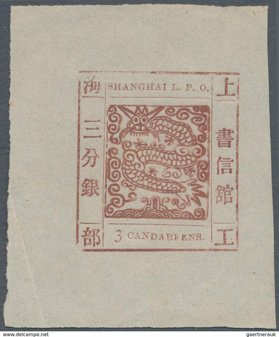 China - Shanghai: 1866, Large Dragon "Candareens" In The Plural, Non-seriff Digits, 3 Ca. Brownish R - Sonstige & Ohne Zuordnung