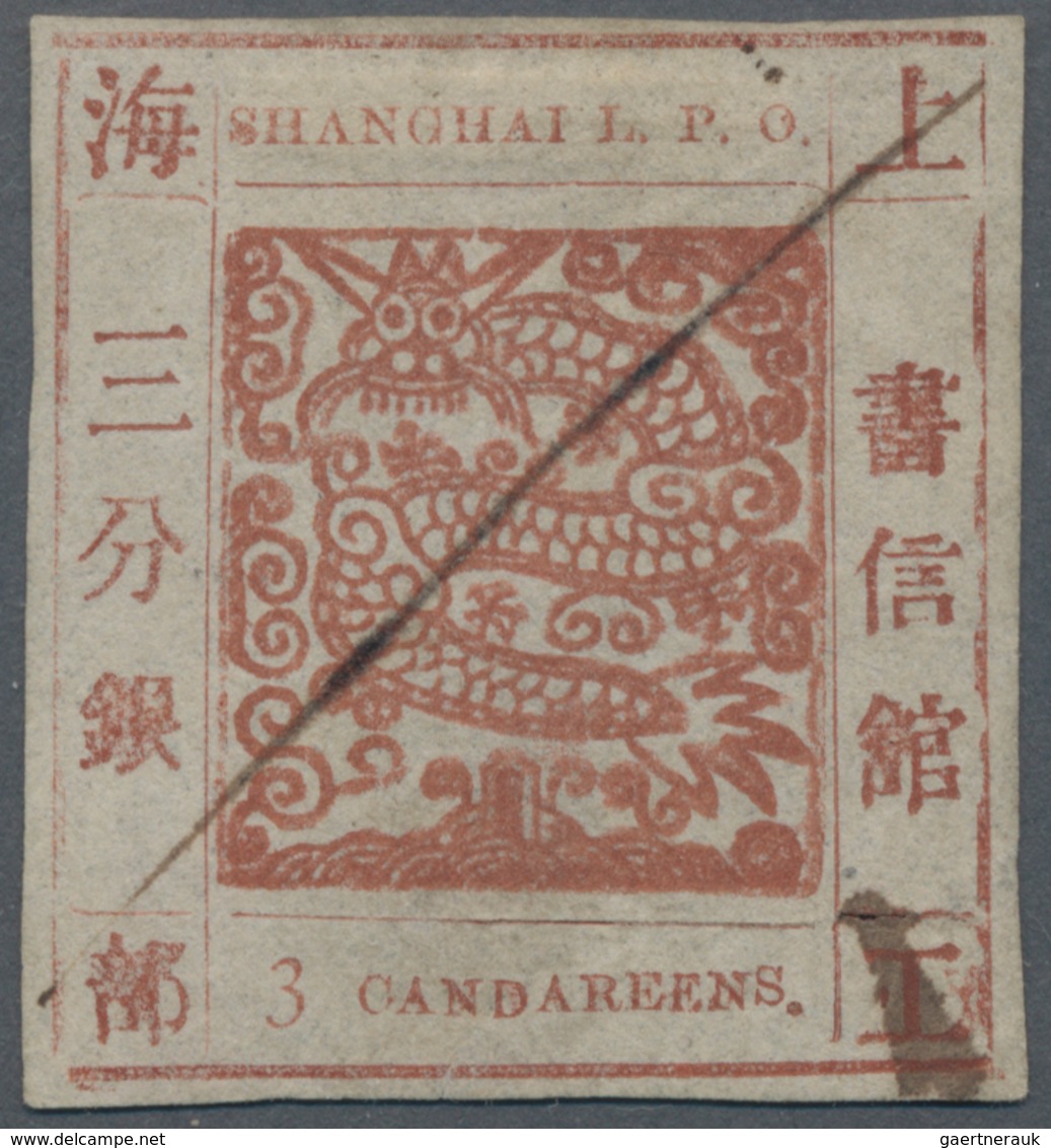 China - Shanghai: 1866, Large Dragon "Candareens" In The Plural, Non-seriff Digits, 3 Ca. Brownish R - Sonstige & Ohne Zuordnung