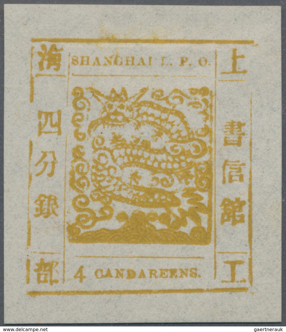 China - Shanghai: 1865, Large Dragon "Candareens" In The Plural, Non-seriff Digits, 4 Ca. Yellow, Th - Sonstige & Ohne Zuordnung