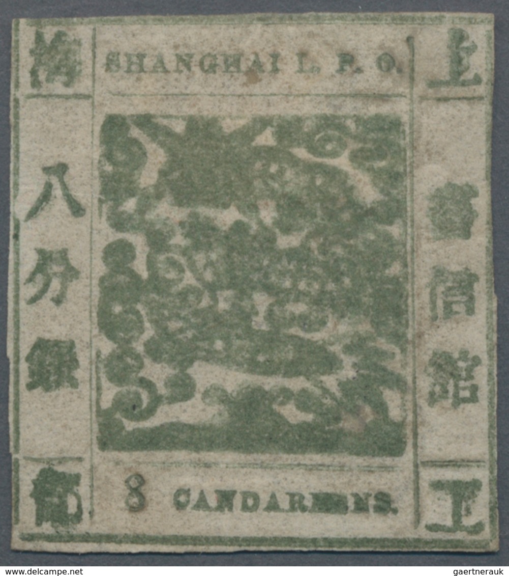 China - Shanghai: 1865, "Candareens." In The Plural, 8 Cands. Olive-green On Thin Wove Paper, Liv.32 - Sonstige & Ohne Zuordnung