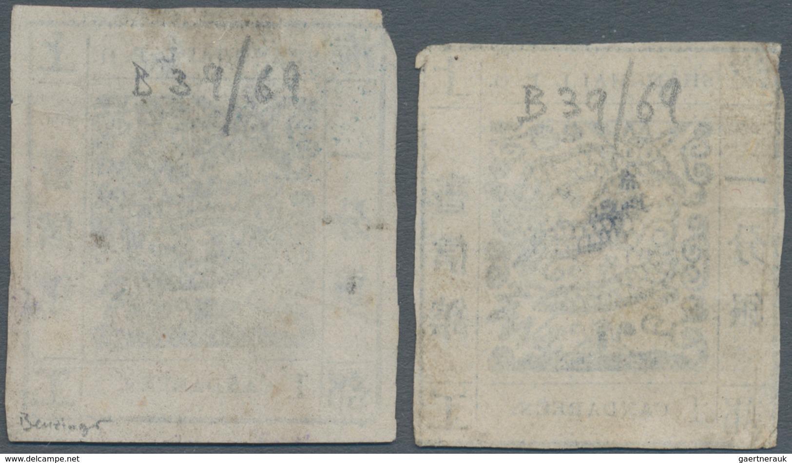China - Shanghai: 1866, Seriffed Numerals, 1 Cand. Blue (2) On Thin Wove Paper, Both Livingstone 39 - Sonstige & Ohne Zuordnung