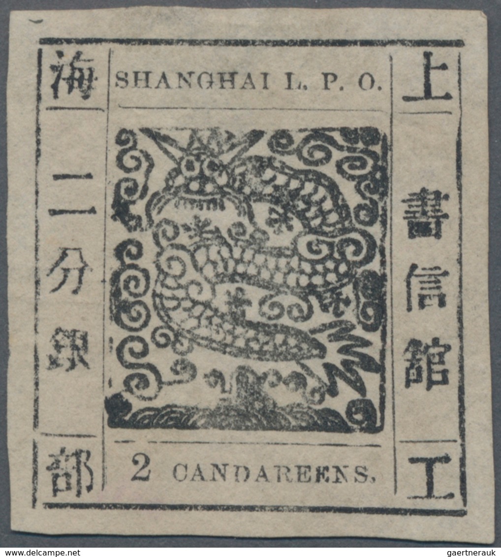 China - Shanghai: 1865, "Candareens." In The Plural, 2 Cands. Black On Thin Wove Paper, Liv. 37 Pr. - Sonstige & Ohne Zuordnung