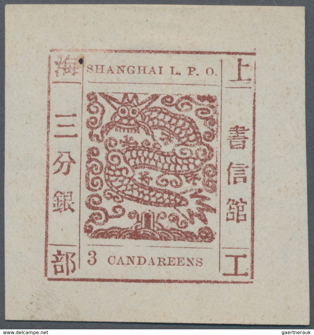 China - Shanghai: 1866, Large Dragon, "Candareens" In The Plural, Seriffed Digit, 6 Cand. Red Brown - Sonstige & Ohne Zuordnung