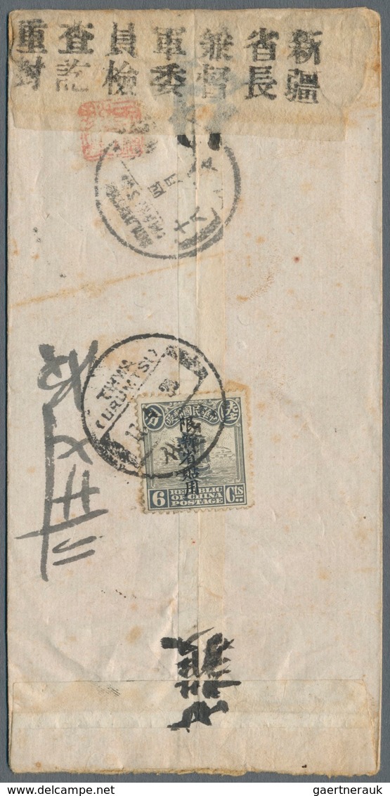 China - Provinzausgaben - Sinkiang (1915/45): 1918, 6 C. Grey Tied Bilingual "TIHWA (URUMTSI) 17.4.3 - Xinjiang 1915-49