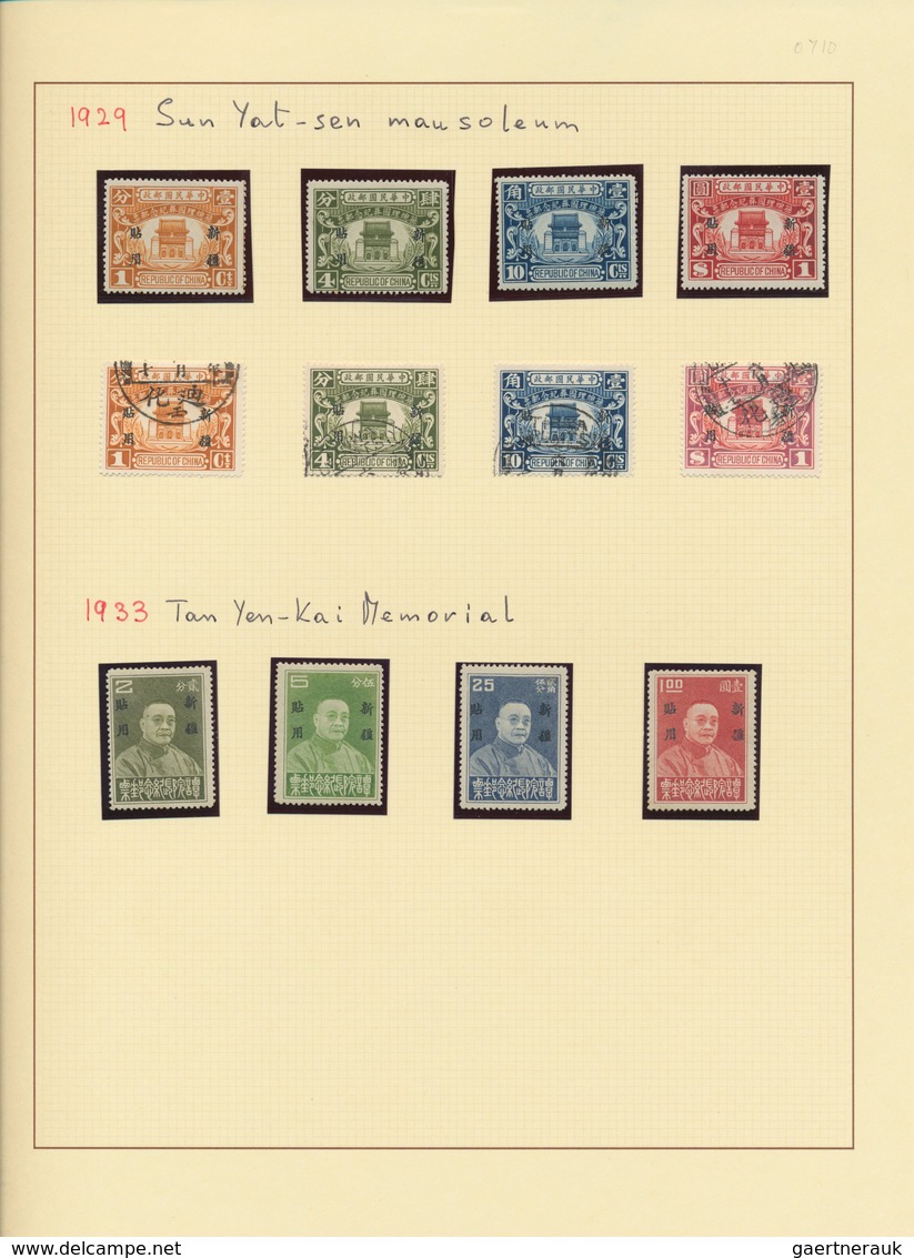 China - Provinzausgaben - Sinkiang (1915/45): 1921/33, Commemorative Sets Cpl., Unused Mounted Mint - Xinjiang 1915-49