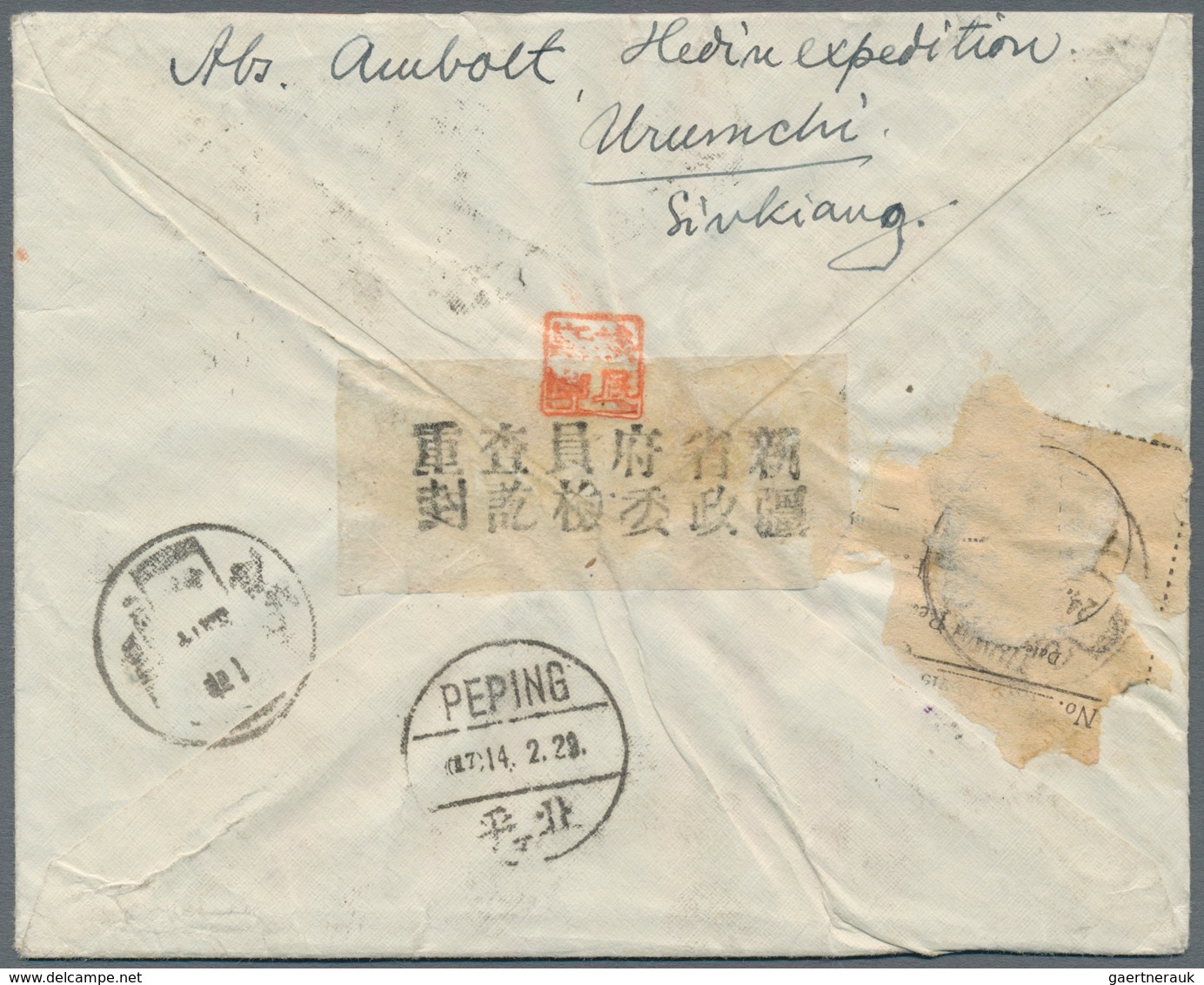 China - Provinzausgaben - Sinkiang (1915/45): 1928, 1 C. (2), 30 C. Tied "TIHWA (URUMTSI" To Registe - Sinkiang 1915-49