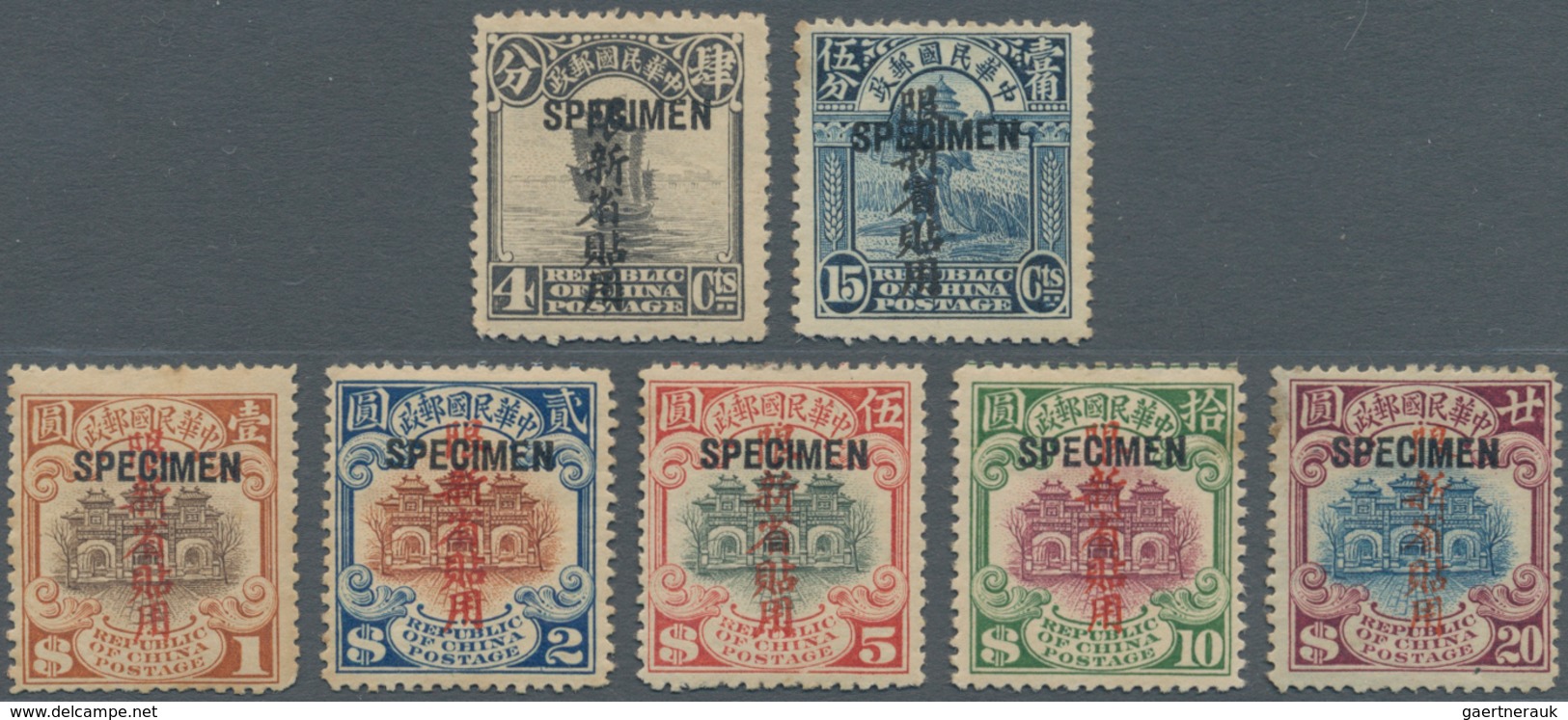 China - Provinzausgaben - Sinkiang (1915/45): 1924, 2nd Peking Printing 4 C. Grey, 15 C., $1-$20 Ovp - Xinjiang 1915-49