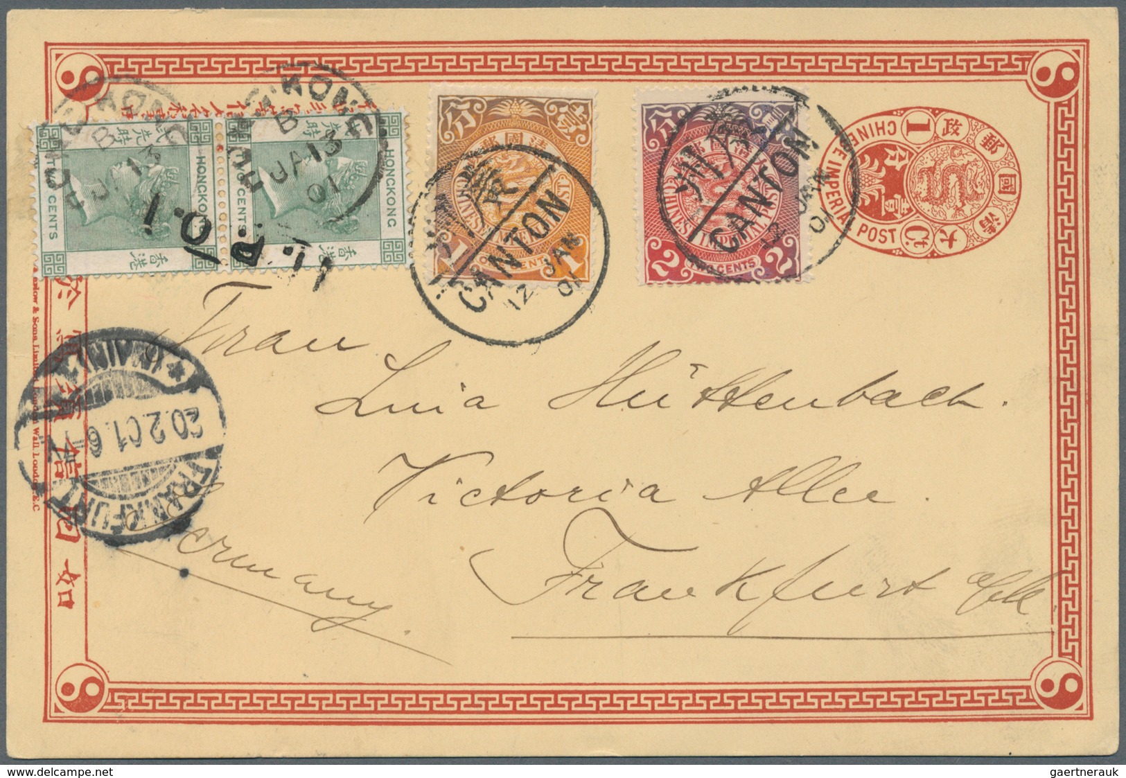 China - Ganzsachen: 1901. Chinese Imperial Post Postal Stationery Card 1c Red Upgraded With SG 109, - Ansichtskarten