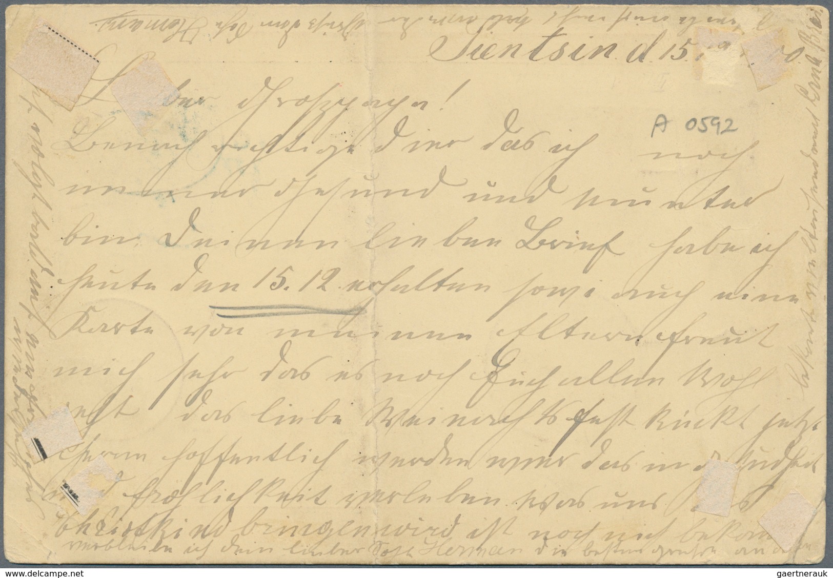 China - Ganzsachen: 1898, CIP 1 C. Reply Part Canc. "TIENTSIN 15 DEC 00" Used As German Field Post C - Ansichtskarten