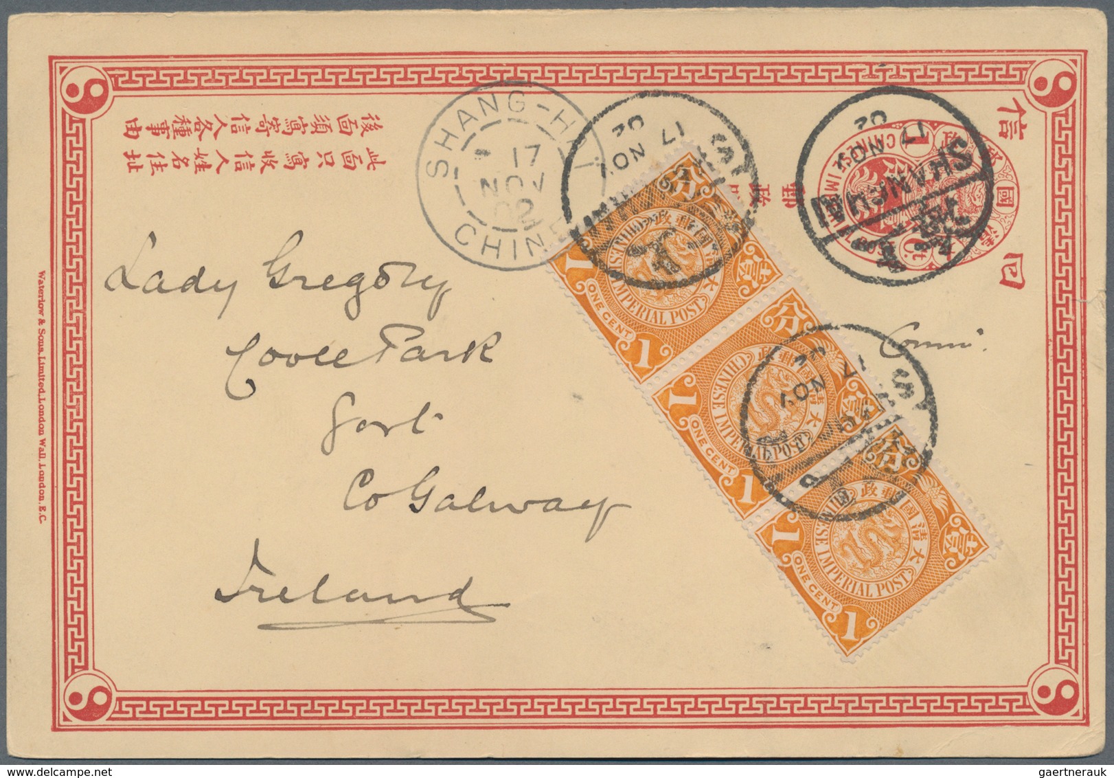 China - Ganzsachen: 1902. Chinese Imperial Post Postal Stationery Card '1 Cent' Red Reply Card Upgra - Ansichtskarten