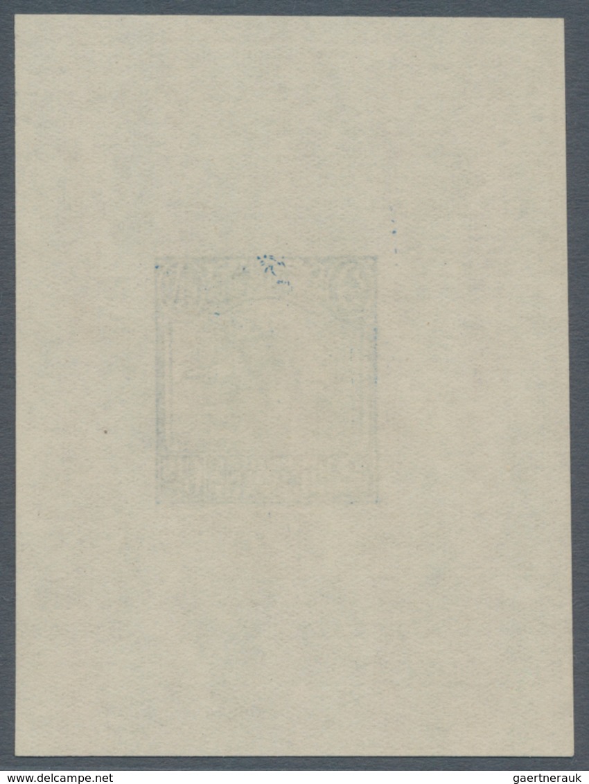 China - Ganzsachen: 1923 (ca.), Junk 2 C. Blue, Imperforated Proof On Thin Paper For Postcards. - Postcards