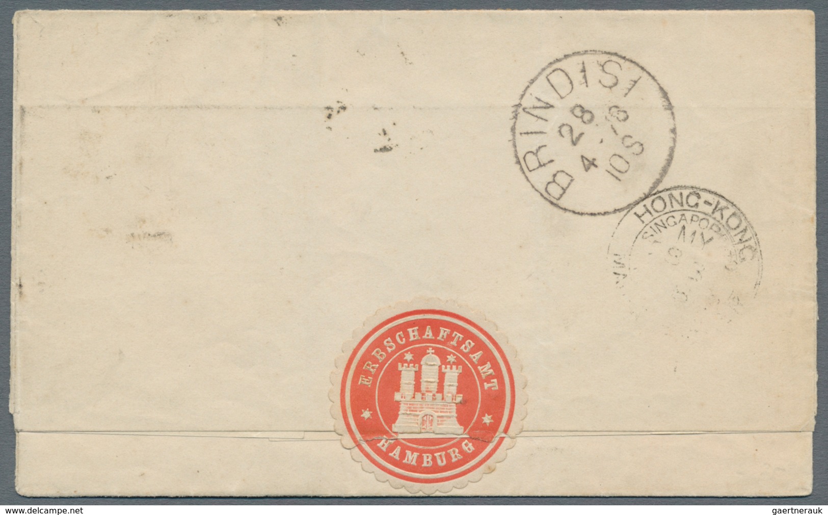 China - Incoming Mail: 1878, Cover From HAMBURG Franked With 4 Copies 10 Pfennige Addressed To Tient - Other & Unclassified