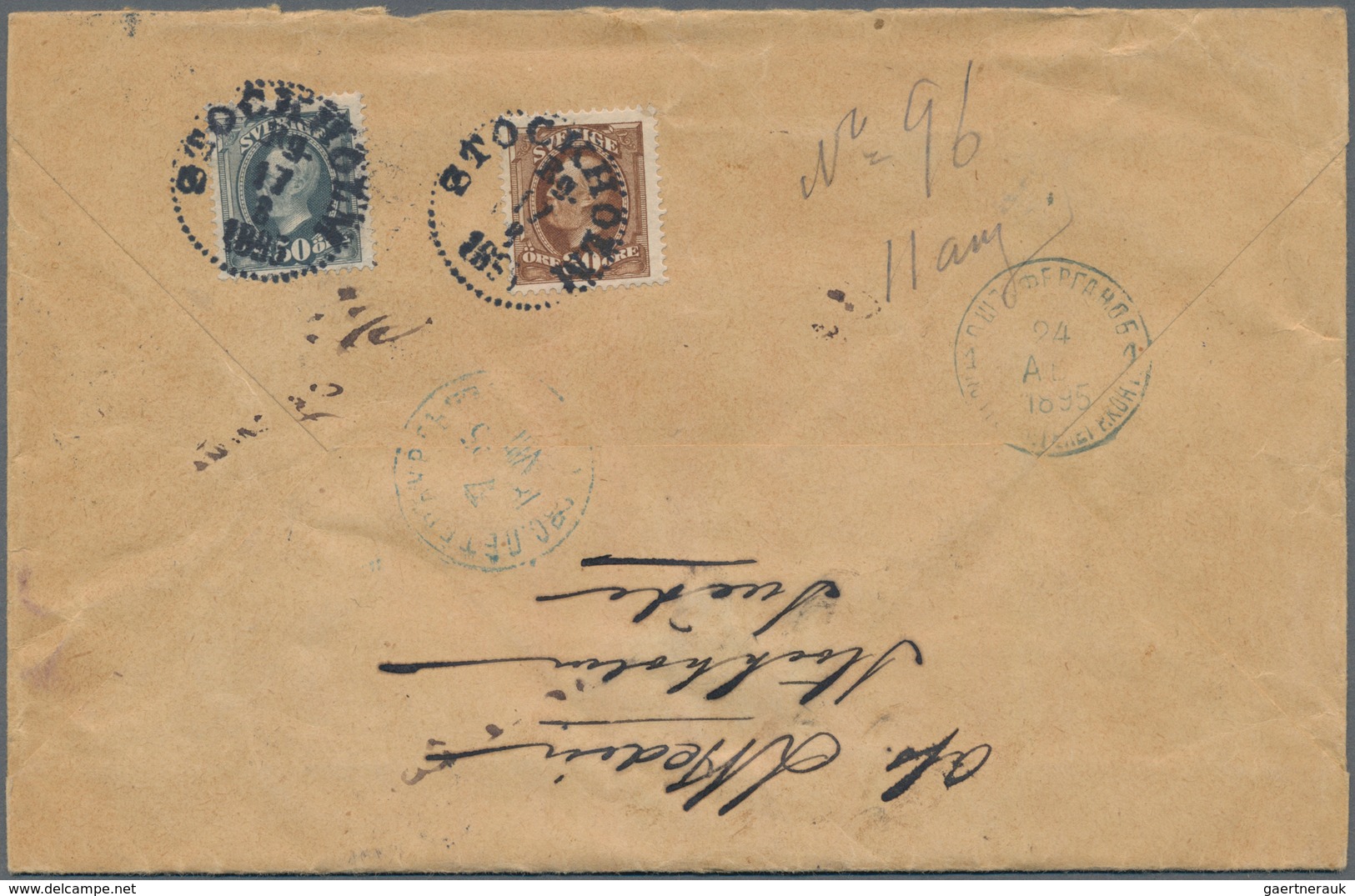 China - Incoming Mail: 1895 KASHGAR, SINKIANG: Registered Cover From Ludwig Hedin, Stockholm, Sweden - Sonstige & Ohne Zuordnung