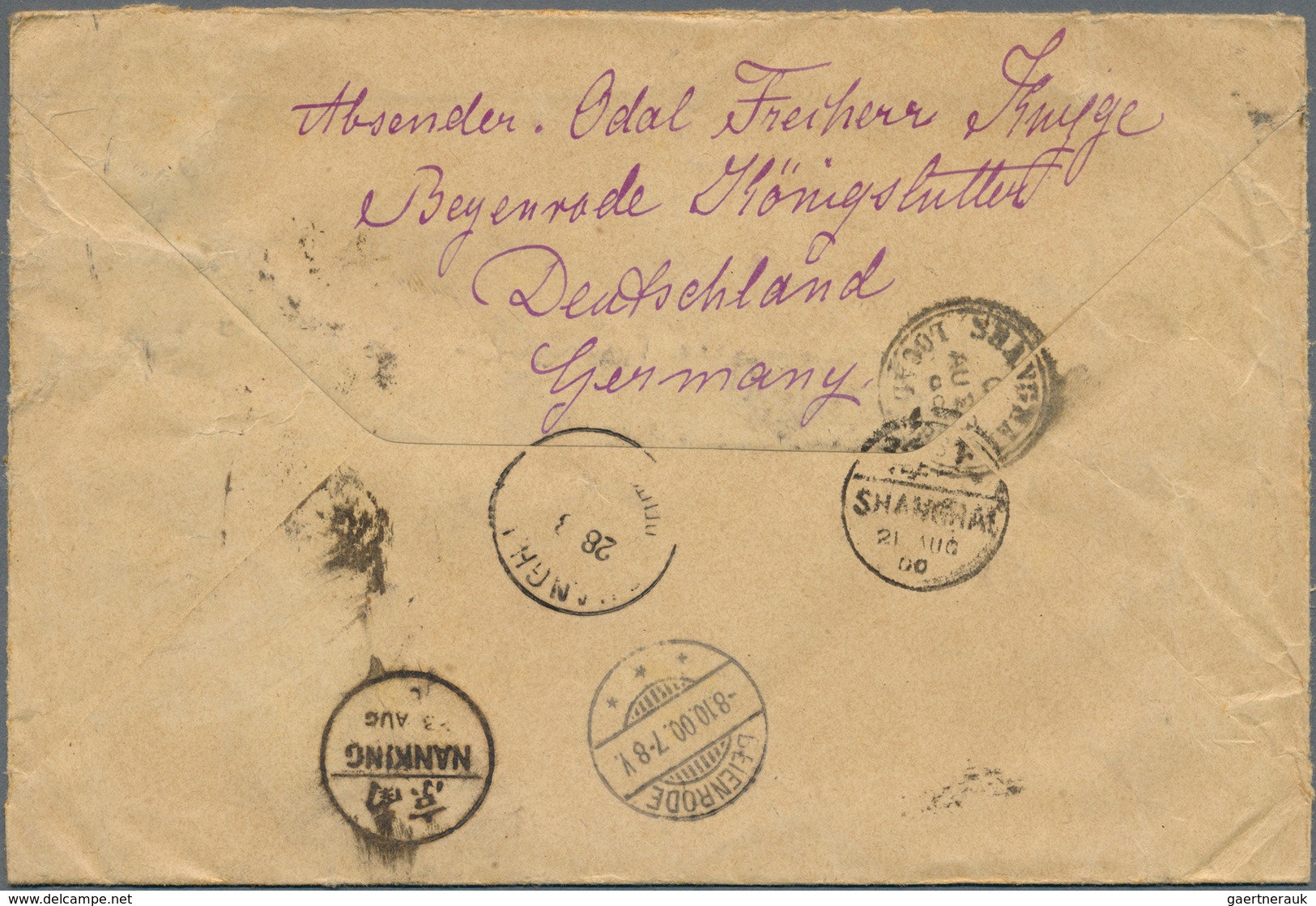 China - Incoming Mail: 1900, Germany, Double Weight Cover "KÖNIGSLUTTER 15.7.00" Via Shanghai To "NA - Sonstige & Ohne Zuordnung