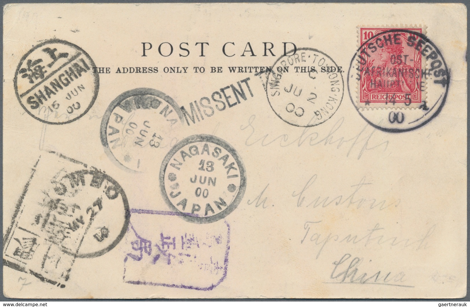 China - Incoming Mail: 1900, Germany 10 Pf. Tied "German Sea Posts East Asian Main Line 14 5 00 A" T - Sonstige & Ohne Zuordnung