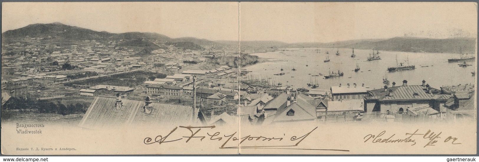 China - Incoming Mail: 1902, Panoramic Picture Post Card Of 'Vladivostok' Addressed To 'Pehan Railwa - Sonstige & Ohne Zuordnung