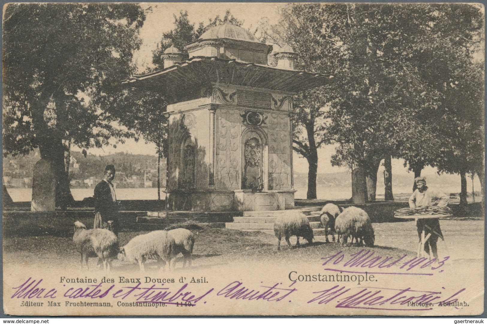China - Incoming Mail: French Levant, 1903. Picture Post Card Of 'Fontaine De Eaux, Constantinople' - Sonstige & Ohne Zuordnung