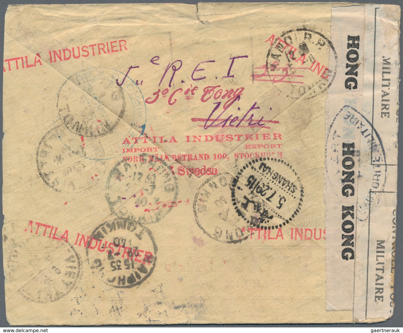 China - Incoming Mail: 1940, Sweden 1.30 Frank Tied "STOCKHOLM 10.6.40" To Air Mail Cover Via Siberi - Sonstige & Ohne Zuordnung