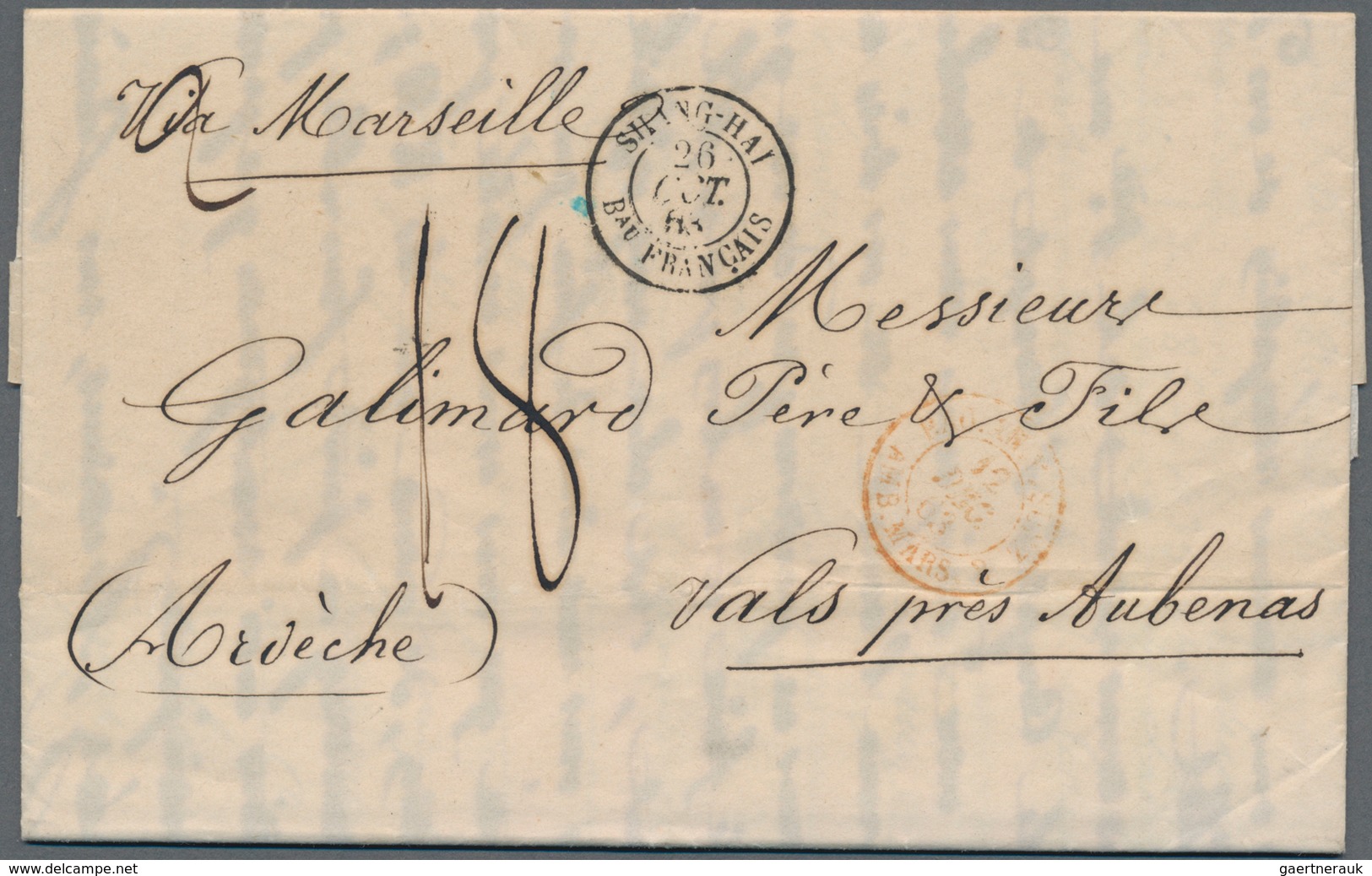 China - Fremde Postanstalten / Foreign Offices: 1863, French Offices. Stamp-less Envelope Written Fr - Sonstige & Ohne Zuordnung
