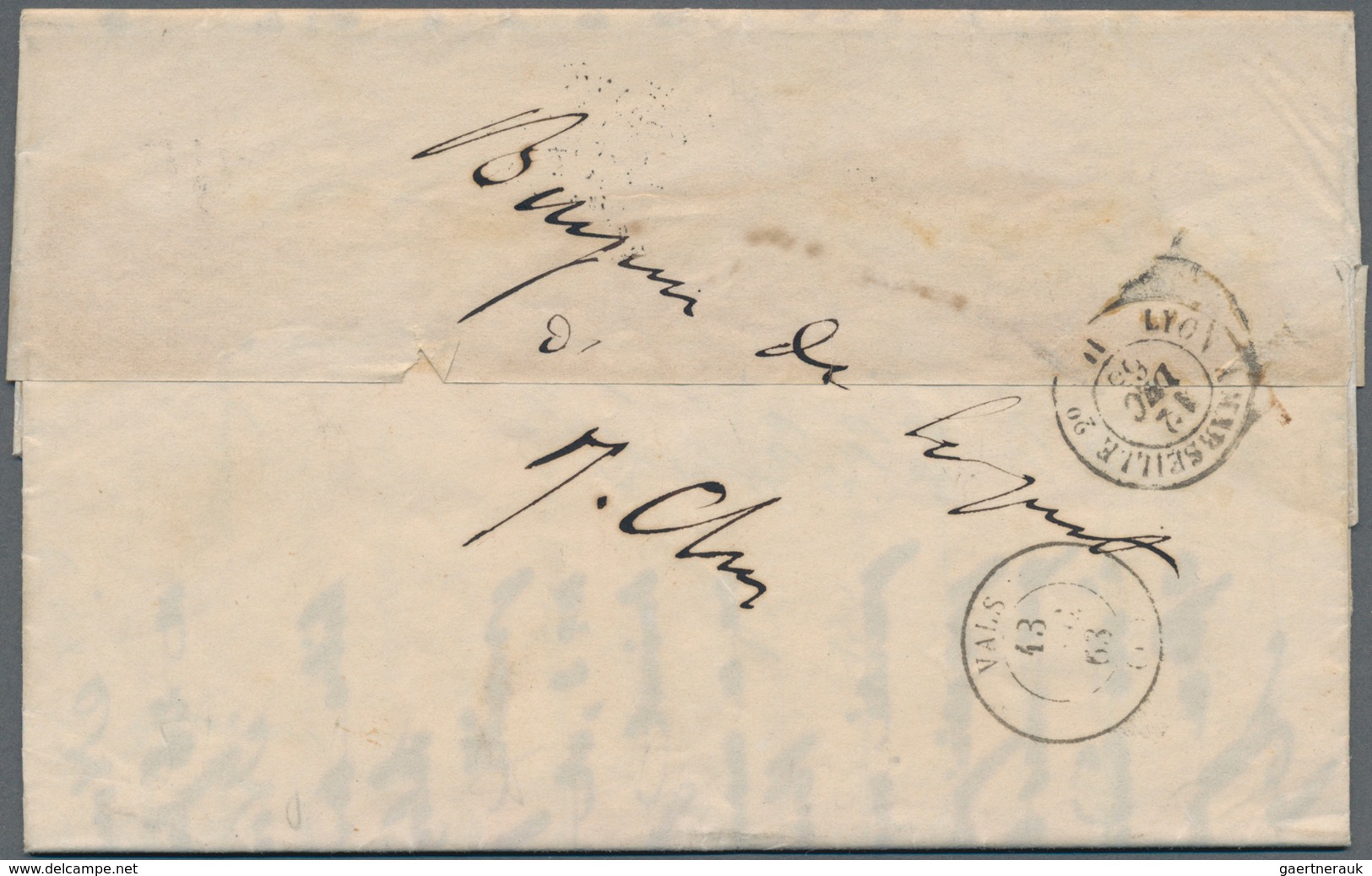 China - Fremde Postanstalten / Foreign Offices: 1863, French Offices. Stamp-less Envelope Written Fr - Sonstige & Ohne Zuordnung