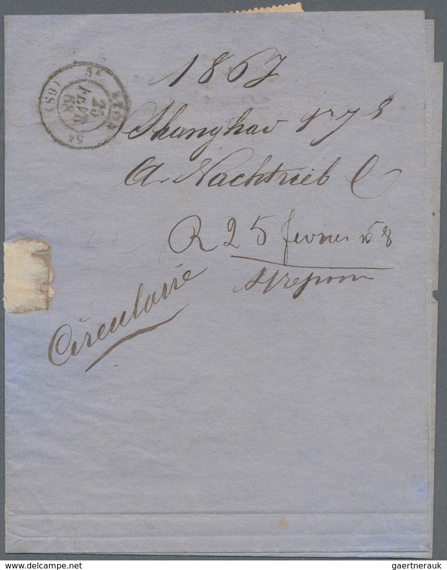 China - Fremde Postanstalten / Foreign Offices: French Offices, 1867. News-Band Wrapper Written From - Other & Unclassified