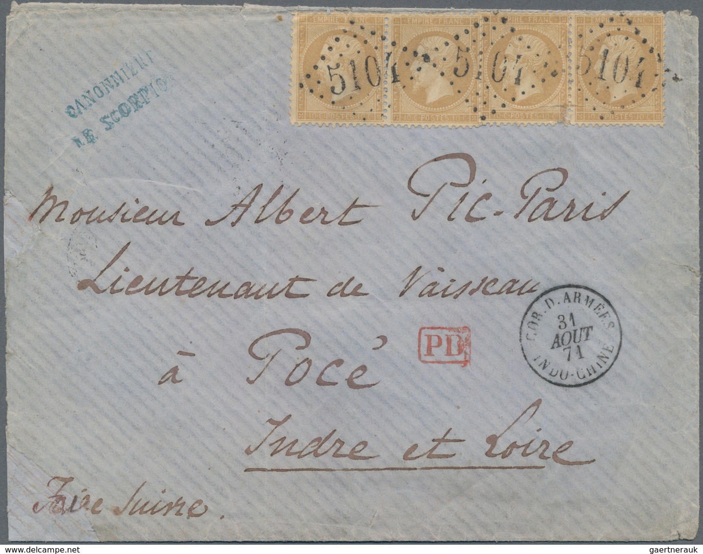 China - Fremde Postanstalten / Foreign Offices: French P.O.: 1871, 10c. Bistre "Napoleon Empire Dent - Other & Unclassified