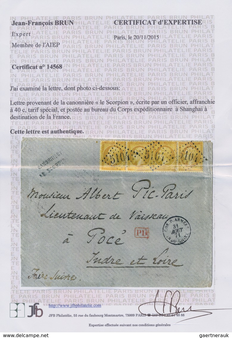 China - Fremde Postanstalten / Foreign Offices: French P.O.: 1871, 10c. Bistre "Napoleon Empire Dent - Other & Unclassified