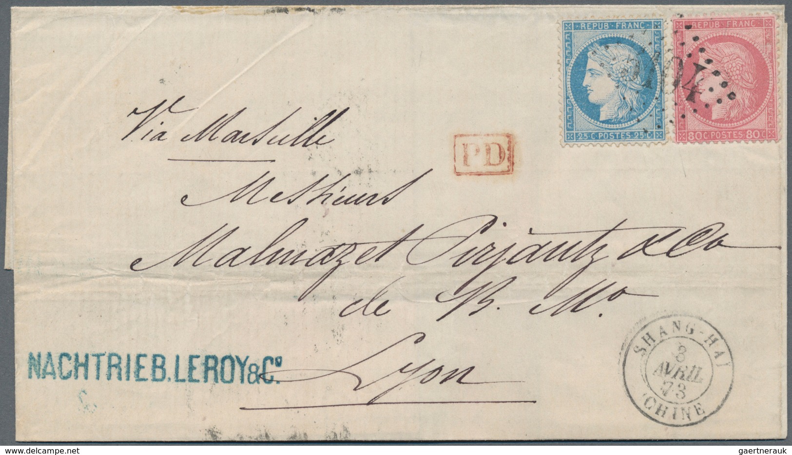 China - Fremde Postanstalten / Foreign Offices: 1873, French Offices. Folded Letter Showing 'Nachtri - Sonstige & Ohne Zuordnung