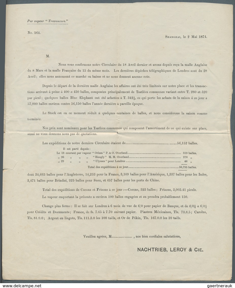 China - Fremde Postanstalten / Foreign Offices: 1874. French Offices In Shanghai: Printed Circular W - Sonstige & Ohne Zuordnung