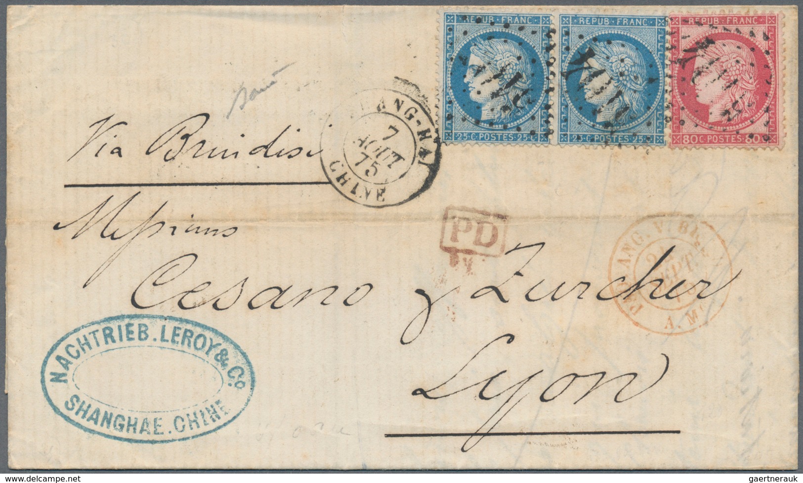 China - Fremde Postanstalten / Foreign Offices: French Offices, 1875. Envelope Addressed To France B - Other & Unclassified