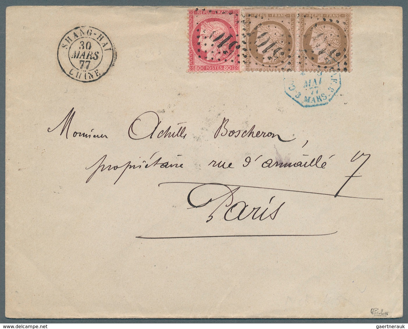 China - Fremde Postanstalten / Foreign Offices: French Offices, 1877. Envelope Addressed To France B - Sonstige & Ohne Zuordnung