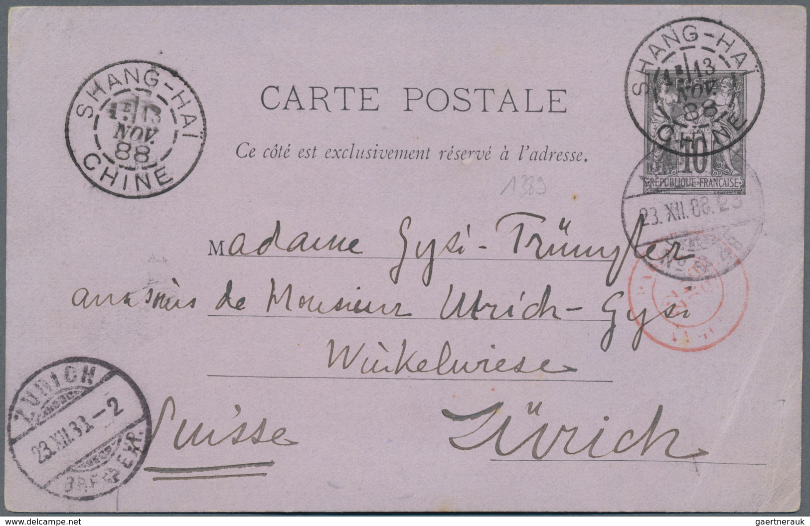 China - Fremde Postanstalten / Foreign Offices: France, 1888, Stationery Card 10 C. Forerunner Used - Sonstige & Ohne Zuordnung