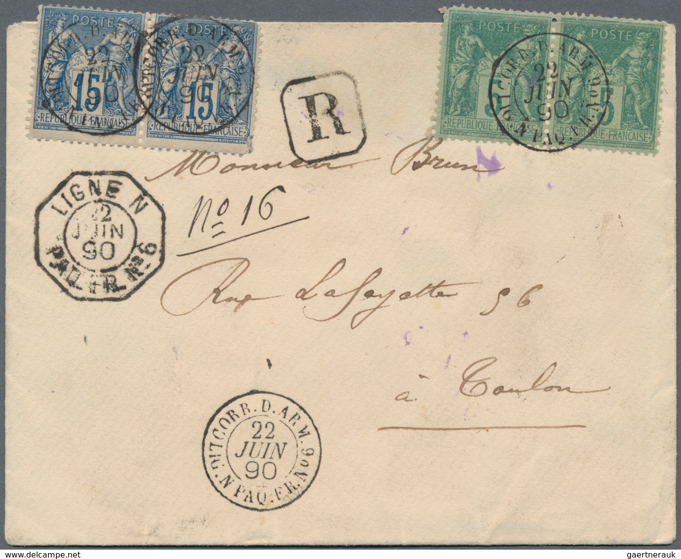 China - Fremde Postanstalten / Foreign Offices: France, 1890, Registered Envelope To Toulon/France B - Sonstige & Ohne Zuordnung