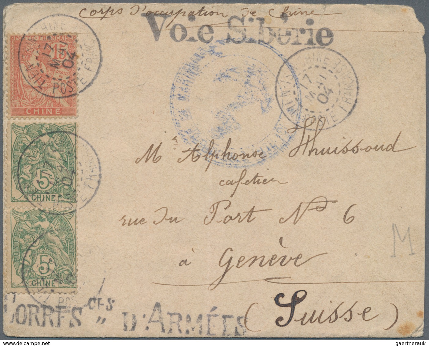 China - Fremde Postanstalten / Foreign Offices: 1904/05, Tientsin: Covers (5) Endorsed "Corps D'occu - Other & Unclassified