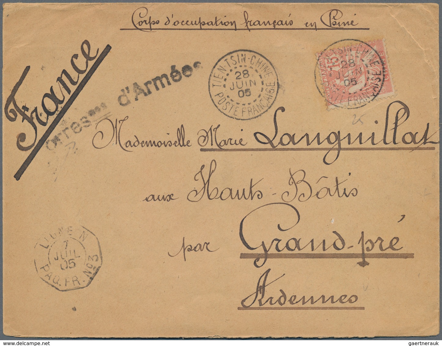 China - Fremde Postanstalten / Foreign Offices: 1905, French Offices. Military Mail Envelope Endorse - Sonstige & Ohne Zuordnung