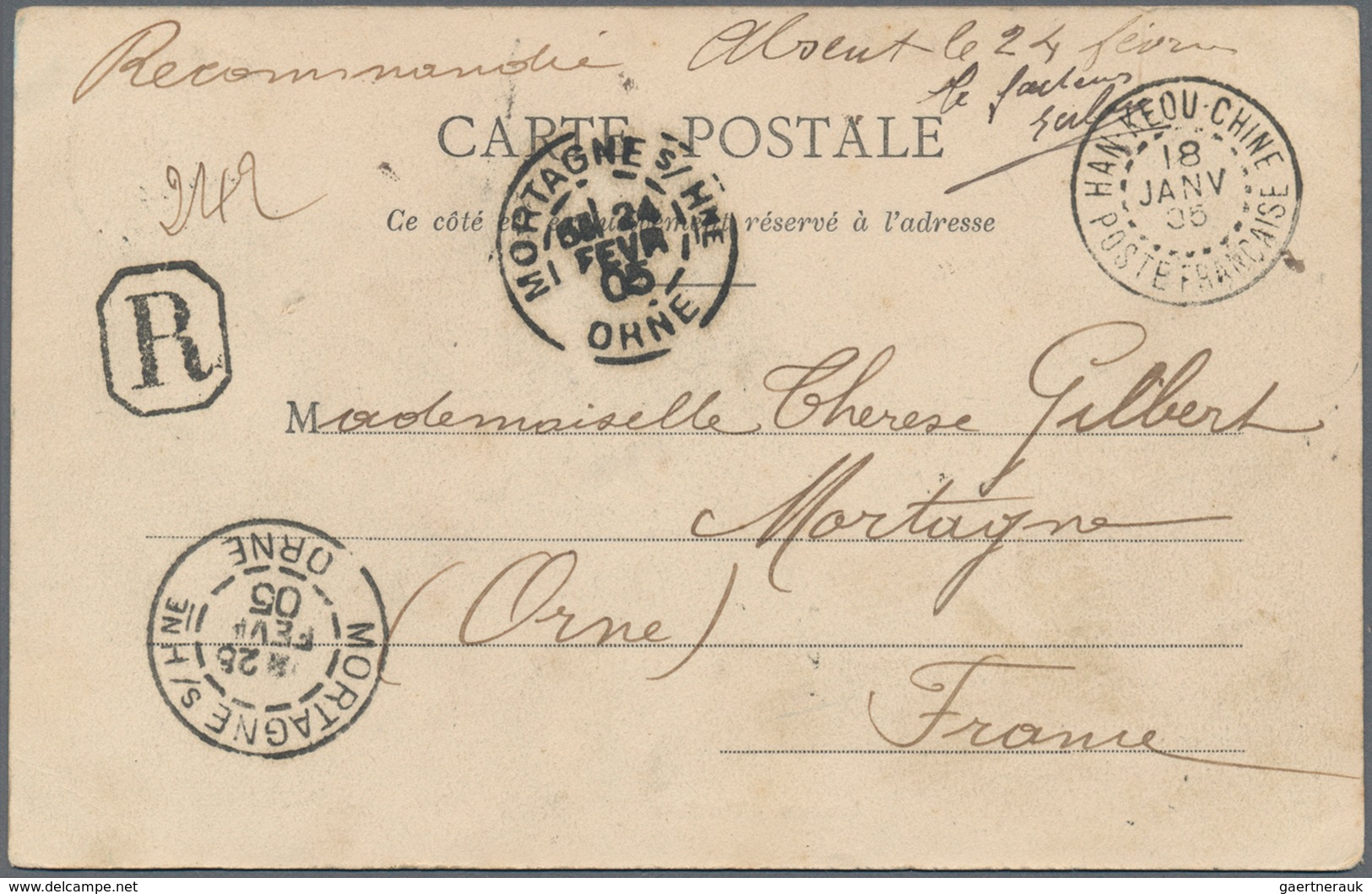 China - Fremde Postanstalten / Foreign Offices: French Offices, 1905. Registered Picture Post Card O - Other & Unclassified