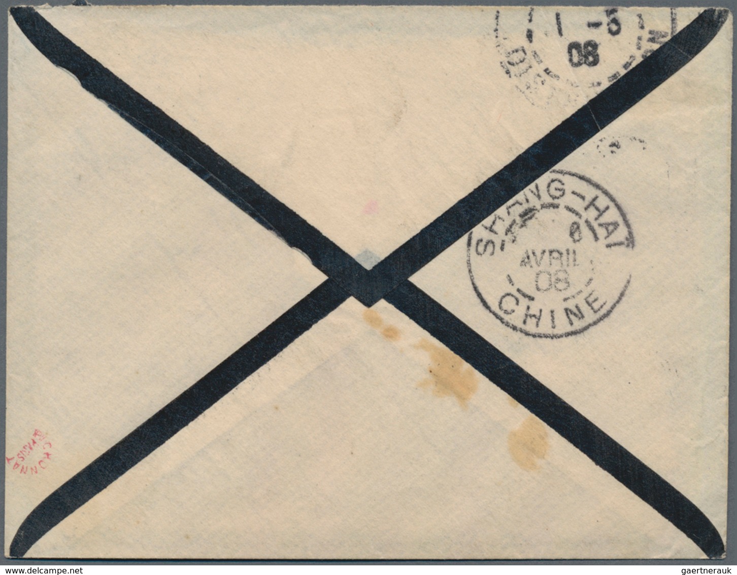 China - Fremde Postanstalten / Foreign Offices: 1908, French Offices. Mourning Envelope Addressed To - Sonstige & Ohne Zuordnung