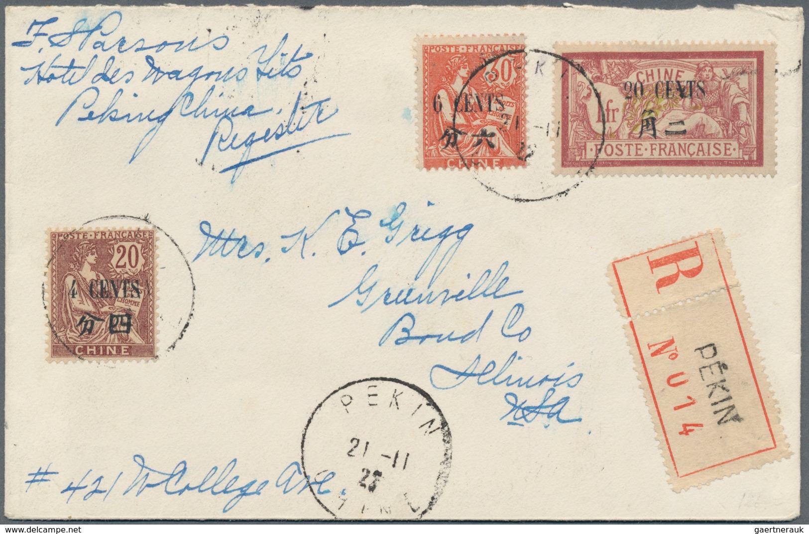 China - Fremde Postanstalten / Foreign Offices: 1912/22, Two Registered Covers Used Foreign: $1.74 T - Other & Unclassified