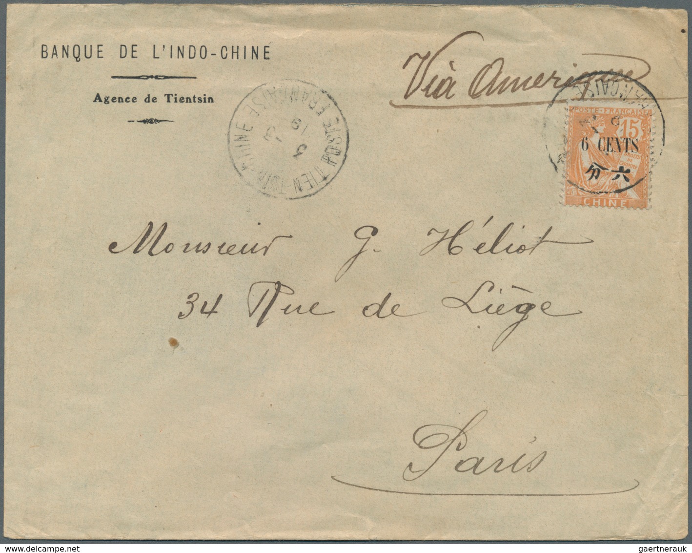 China - Fremde Postanstalten / Foreign Offices: French Offices, 1919. Envelope (creased) Addressed T - Sonstige & Ohne Zuordnung