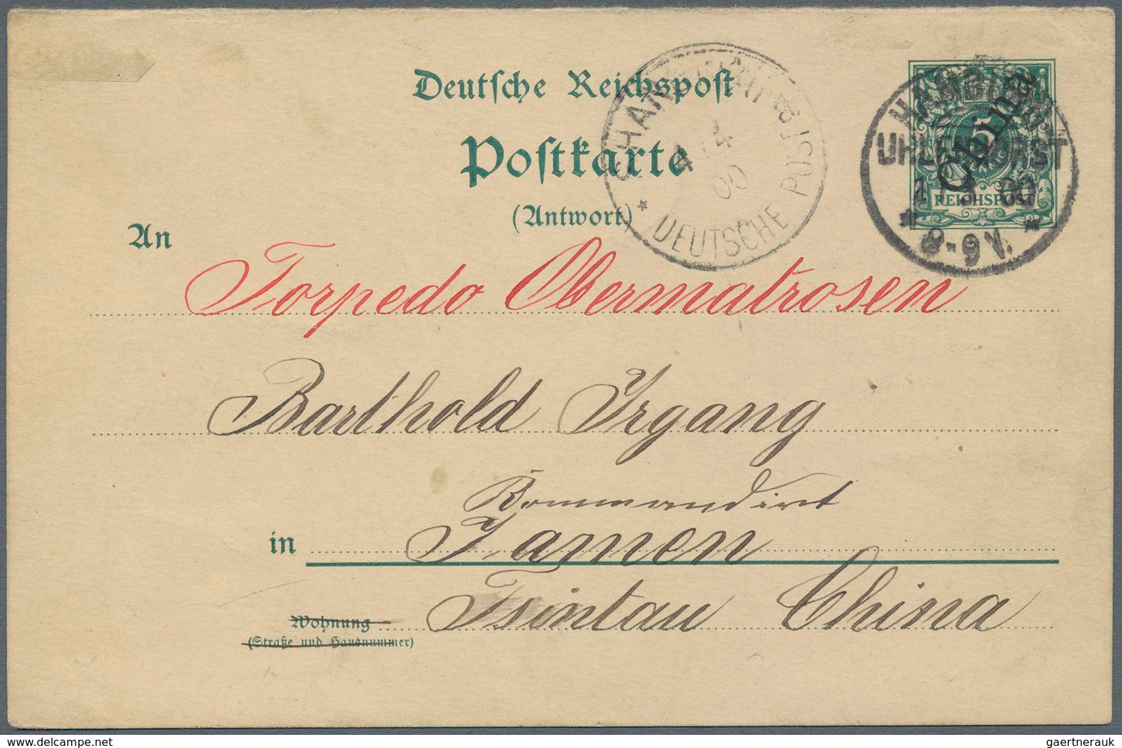 China - Fremde Postanstalten / Foreign Offices: Deutsche Post In China - Ganzsachen - 1900, 5 Pf. An - Other & Unclassified