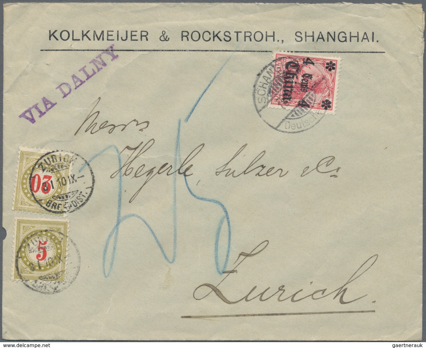 China - Fremde Postanstalten / Foreign Offices: Germany, 1905, 4 C./10 Pf Tied "SCHANGHAI DP 18.12.0 - Sonstige & Ohne Zuordnung