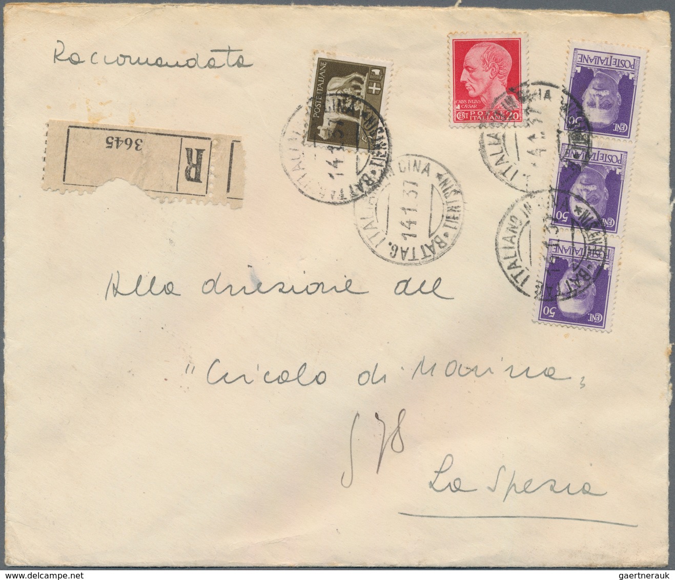 China - Fremde Postanstalten / Foreign Offices: Italy, 1937, 50 C. (3), 5 C., 20 C. Tied "BATTAG. IT - Other & Unclassified