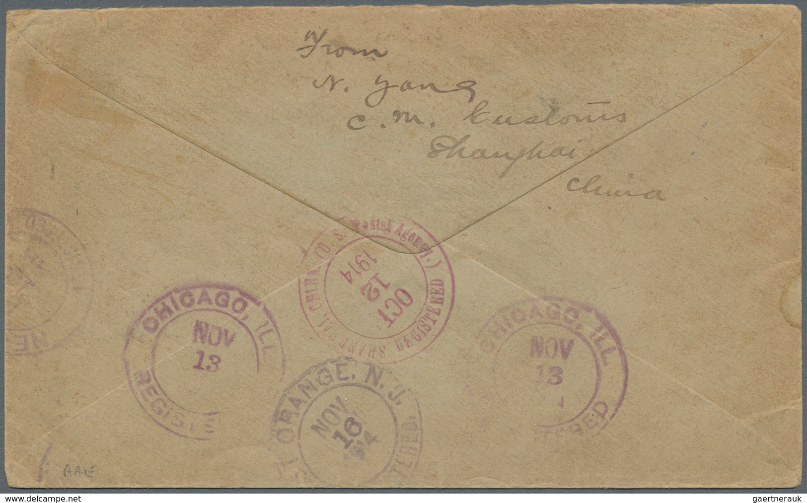 China - Fremde Postanstalten / Foreign Offices: USA, 1914, 2 C. (6 Inc. Unit-4) Tied Oval "U.S. POST - Other & Unclassified